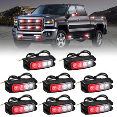 XRIDONSEN front packaging showing eight grill lights and mounting hardware for easy installation