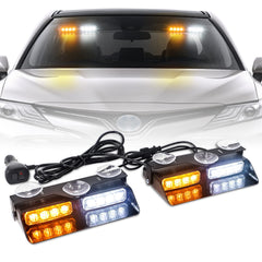 XRIDONSEN front view of dual strobe bar showing amber and white lenses for high visibility
