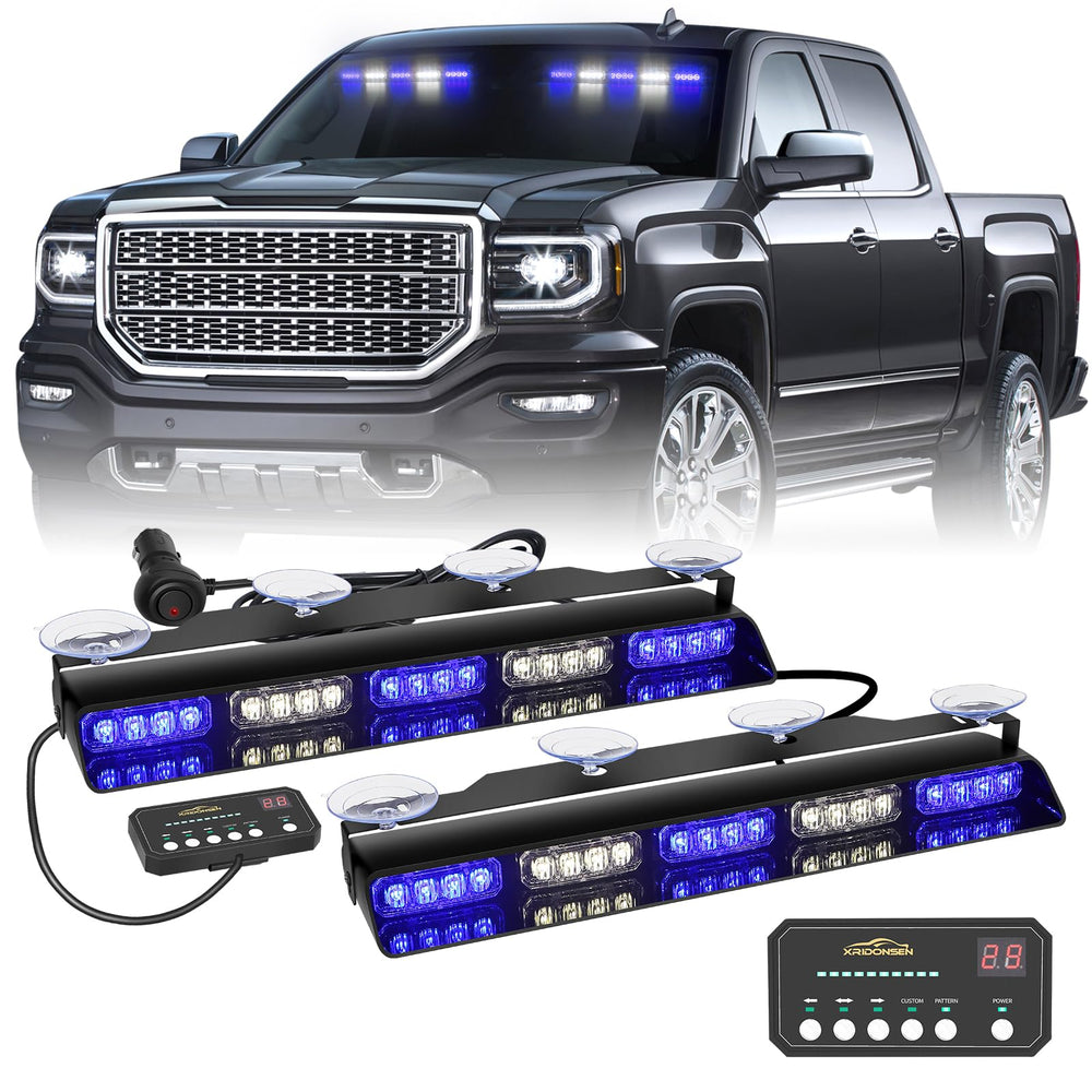 XRIDONSEN front view on dashboard showing compact bar and bright LEDs for clear warning