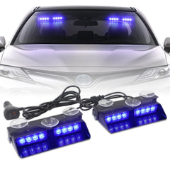 XRIDONSEN front view of dual strobe bar showing bright LEDs and compact design for visibility