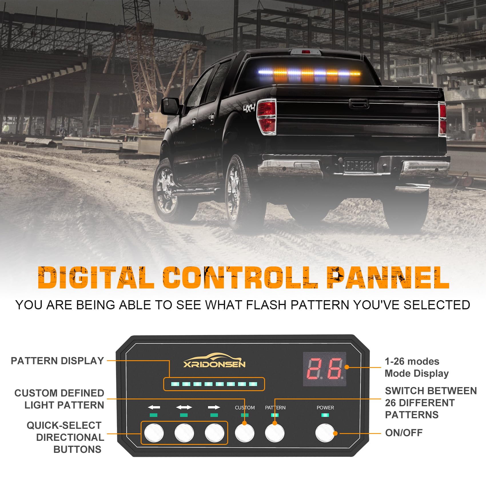 XRIDONSEN strobe light installed on dashboard improving in-cab visibility