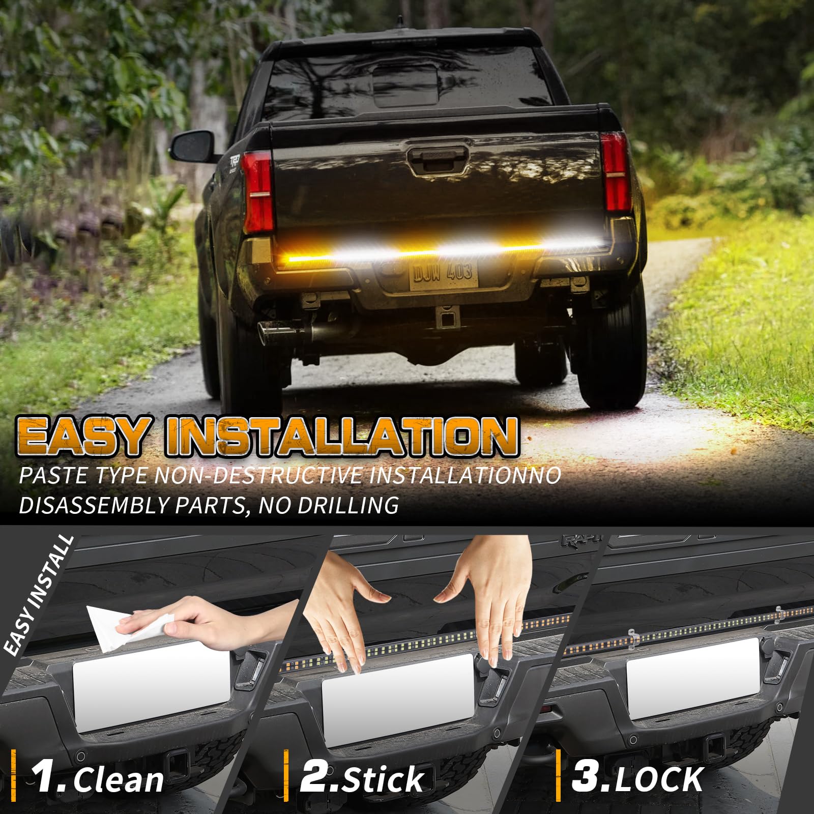 XRIDONSEN installed on a truck tailgate illustrating improved visibility at night