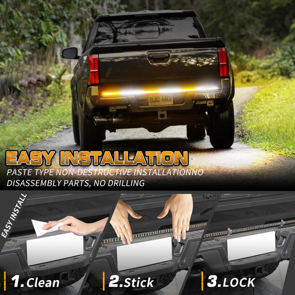 XRIDONSEN installed on a truck tailgate illustrating improved visibility at night