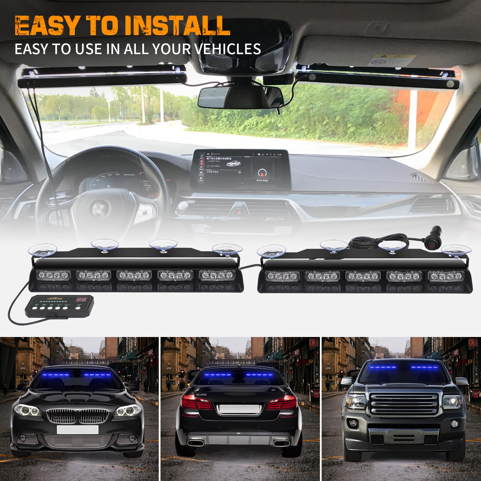XRIDONSEN installed on a vehicle windshield improving roadside conspicuity