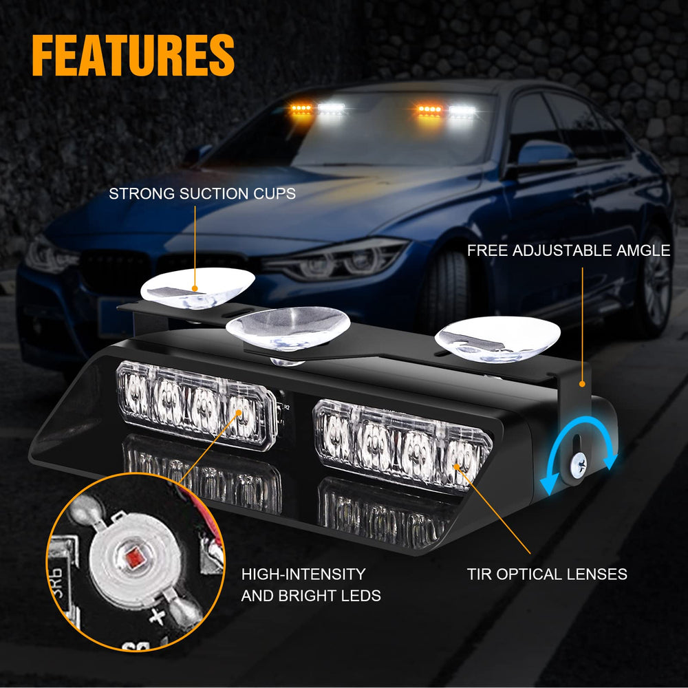 XRIDONSEN strobe mounted on vehicle dash demonstrating easy in‑car installation benefit