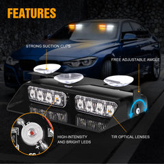 XRIDONSEN strobe mounted on vehicle dash demonstrating easy in‑car installation benefit
