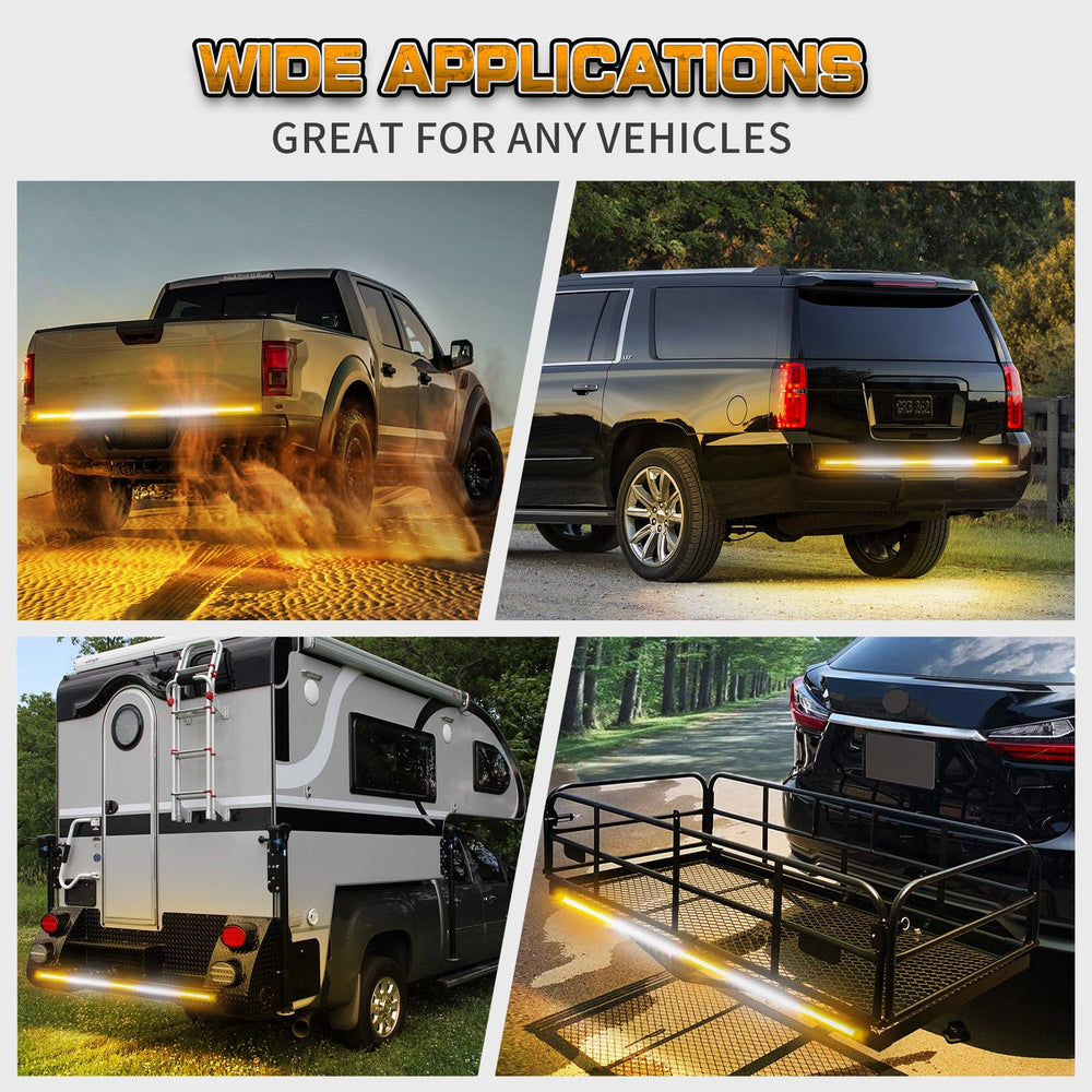 XRIDONSEN strobe patterns lit on tailgate illustrating selectable flash options