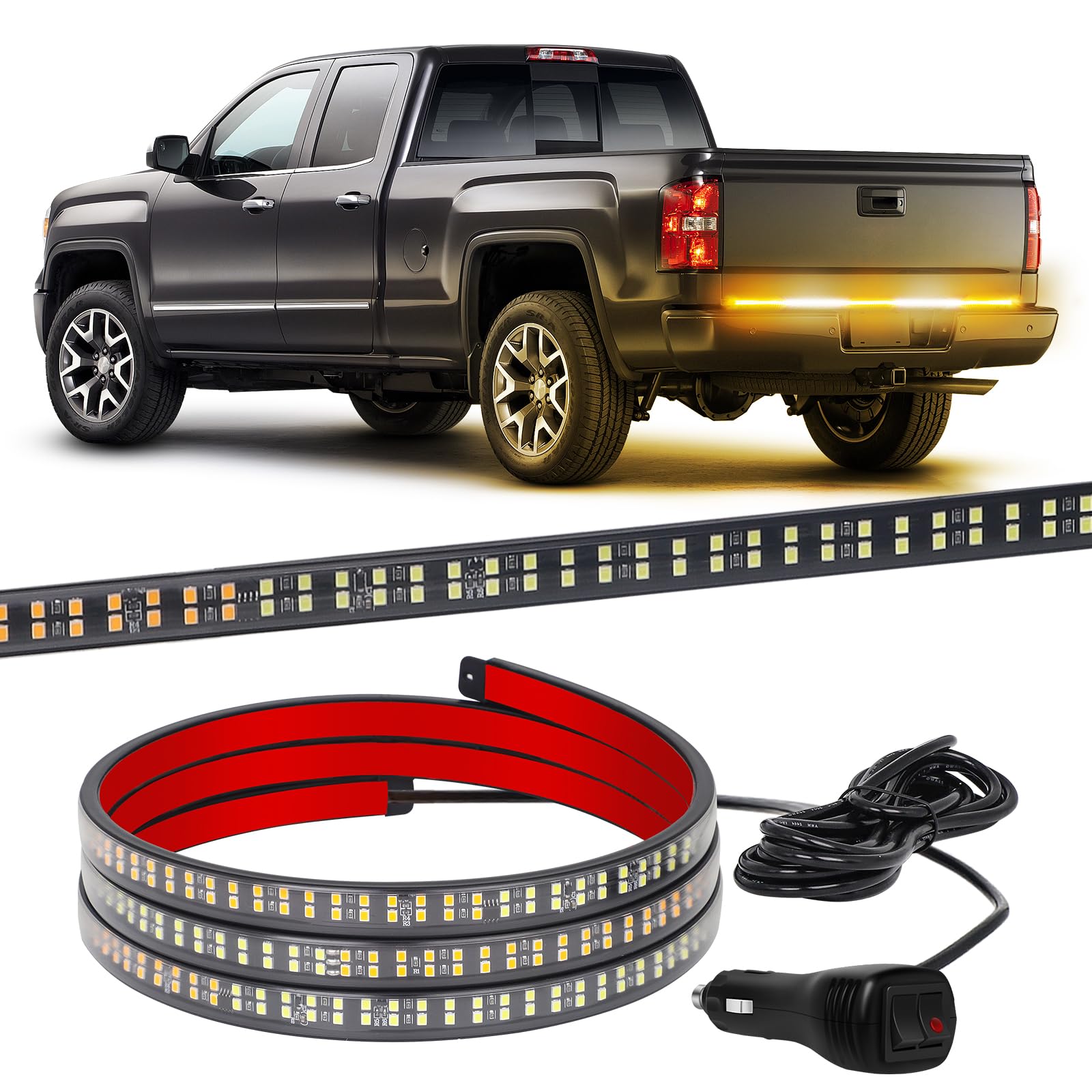 XRIDONSEN front view of 60-inch tailgate bar showing full-length visibility and safety