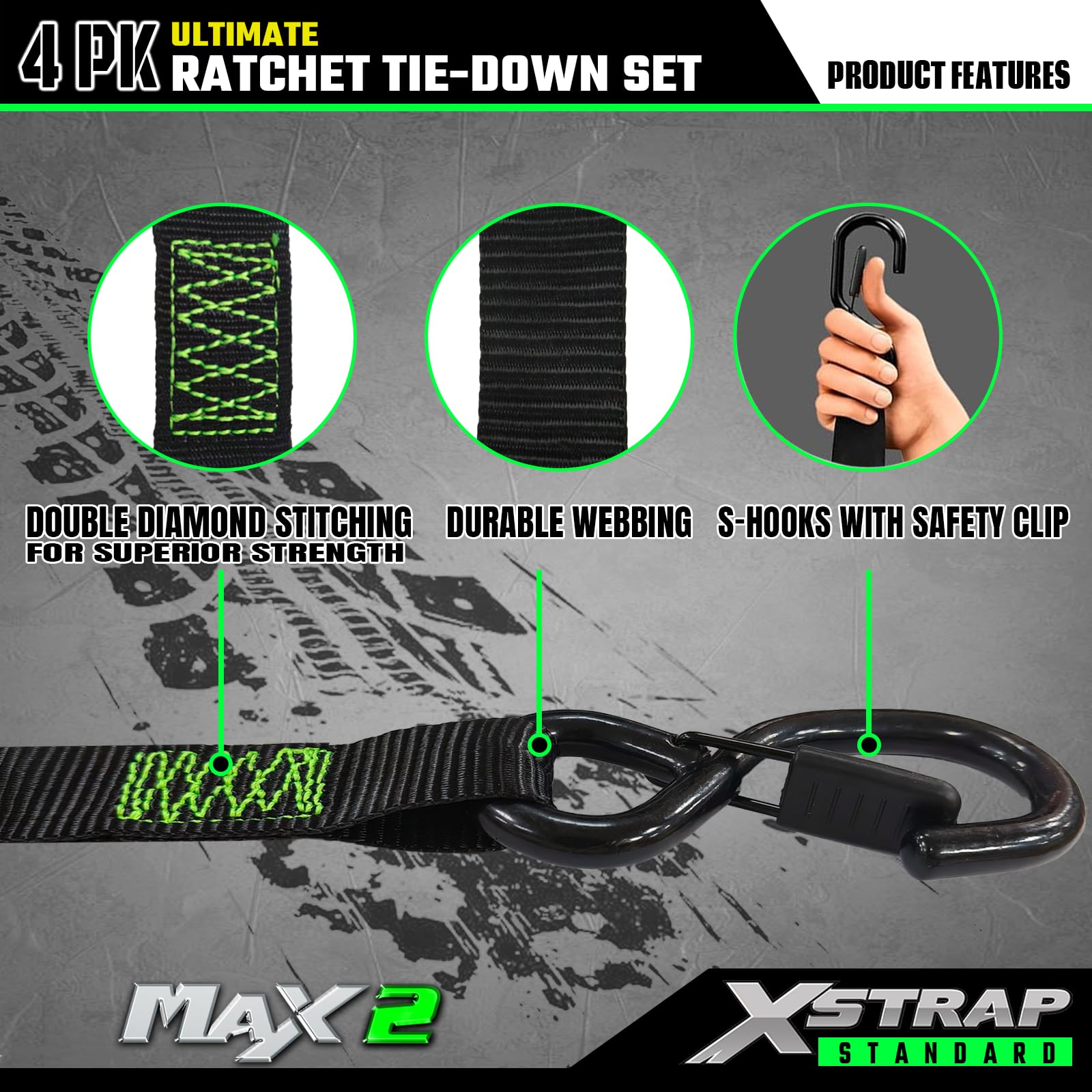 XSTRAP STANDARD rolled straps stored compactly saving space in truck or garage