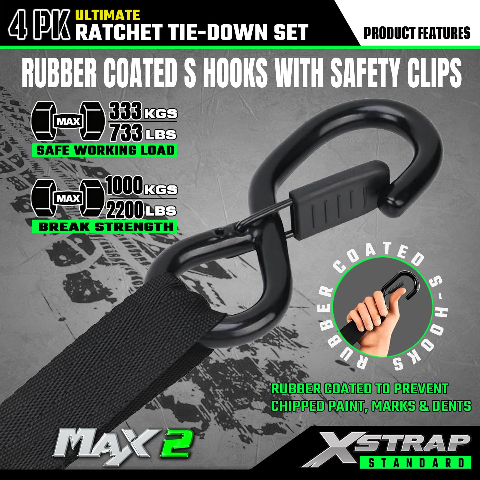 XSTRAP STANDARD straps securing a motorcycle on a trailer for stable transport