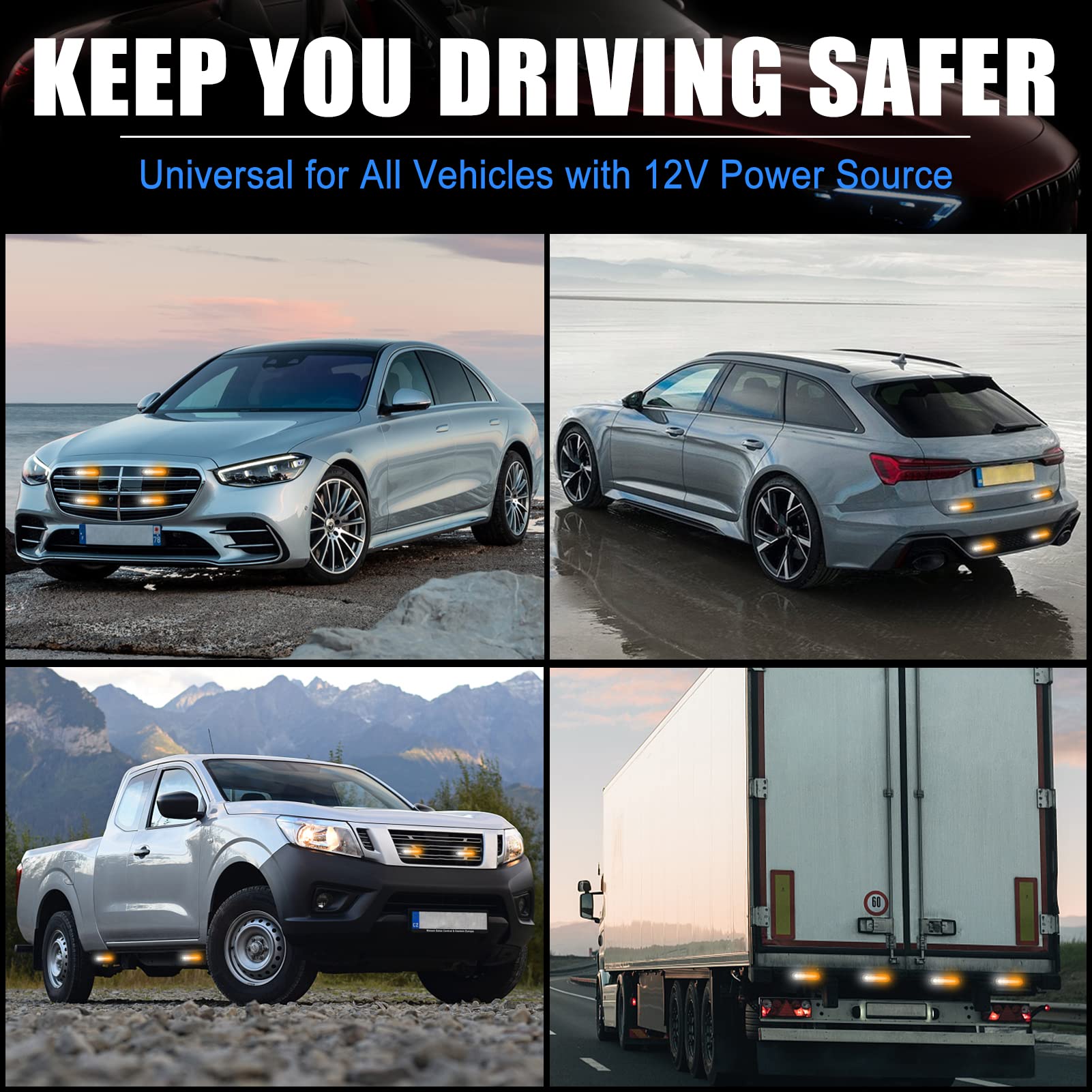 XTAUTO strobe lights active on vehicle at night enhancing hazard recognition