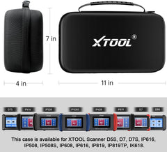 XTOOL case opened flat displaying organized interior fit for scanner and cables