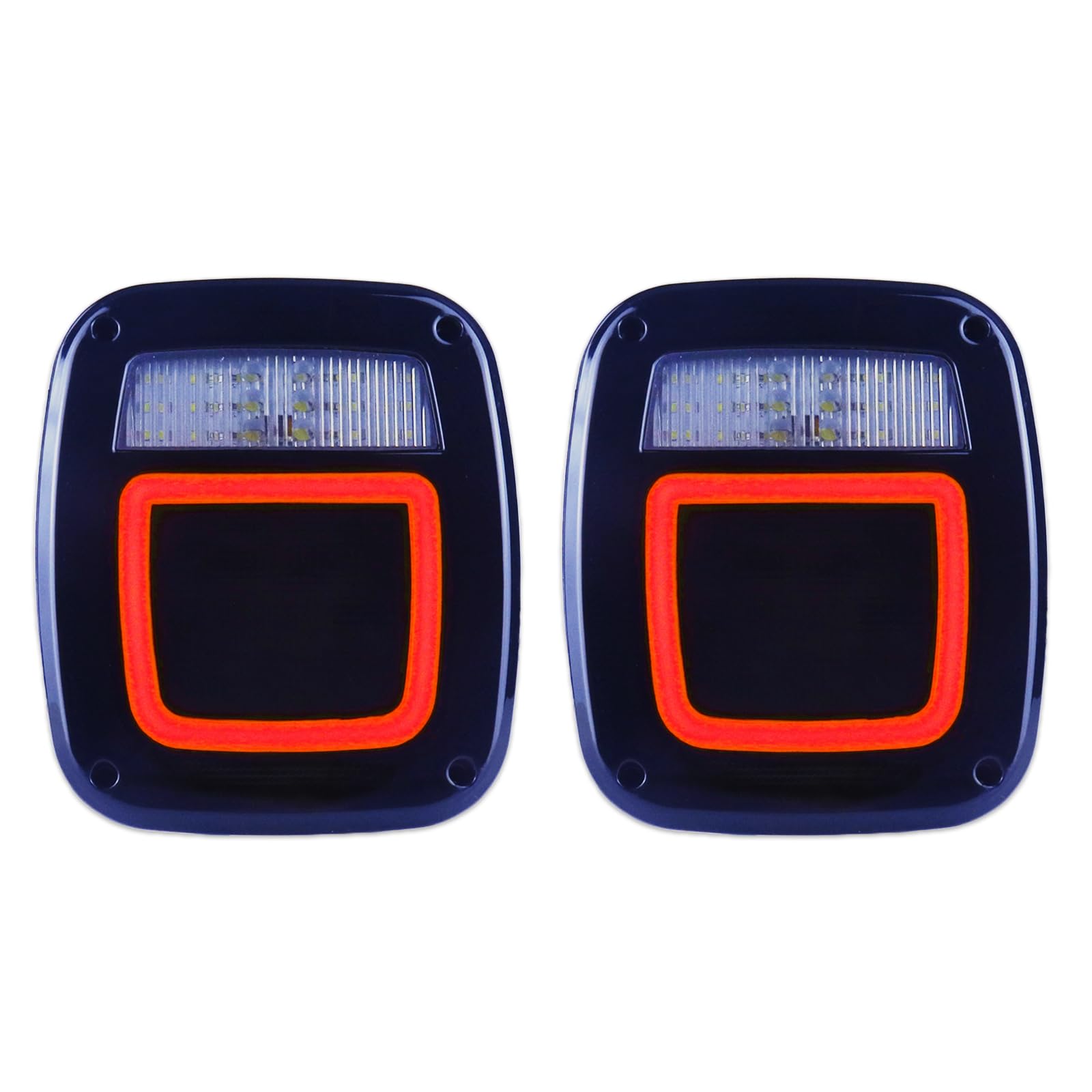 XtraGlow front view of square tail light pair showing clean styling and improved signaling