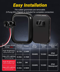 XtraGlow rubber grommet and 3-prong pigtail wiring for easy installation
