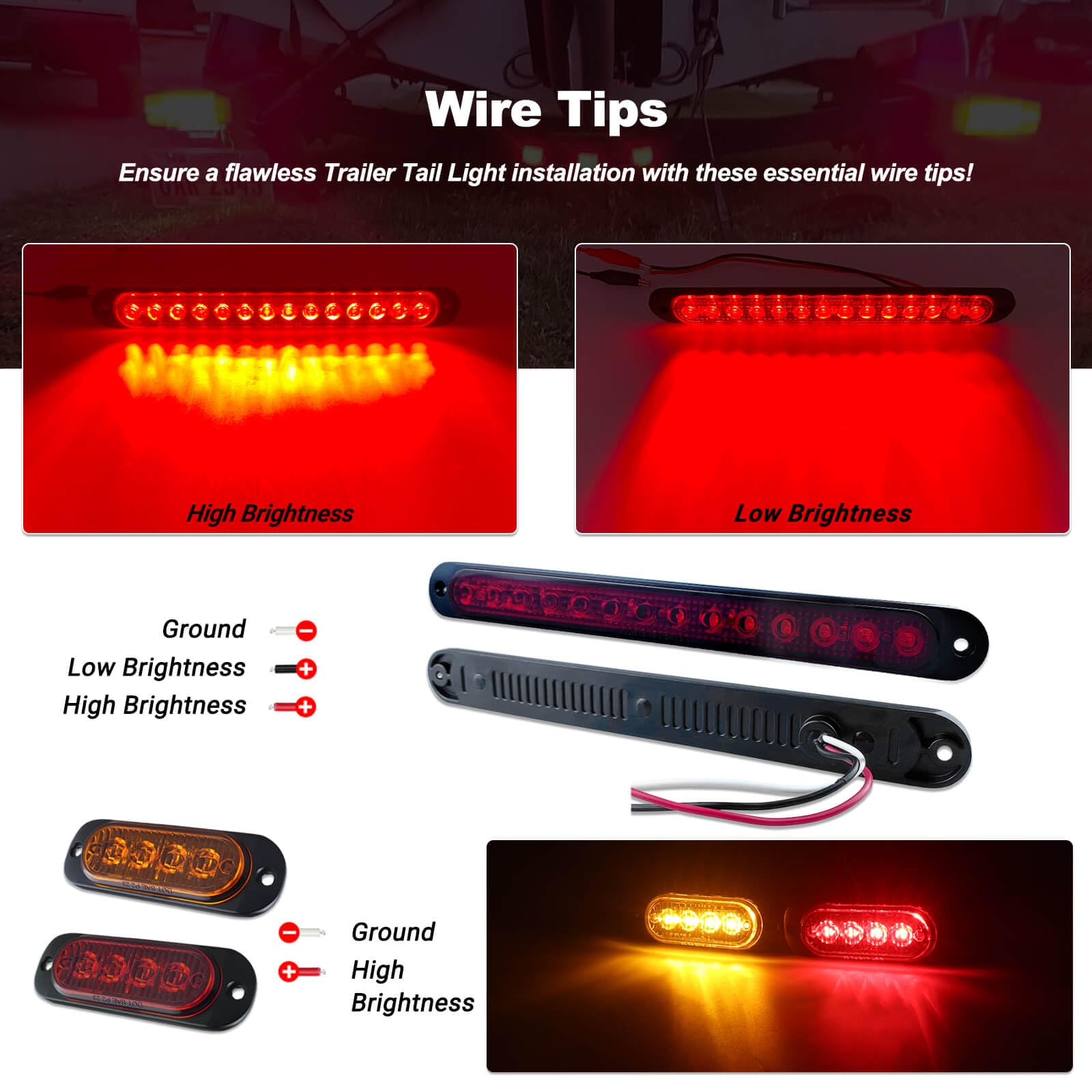 XtraGlow lights installed on a boat trailer demonstrating waterproof performance and nighttime visibility