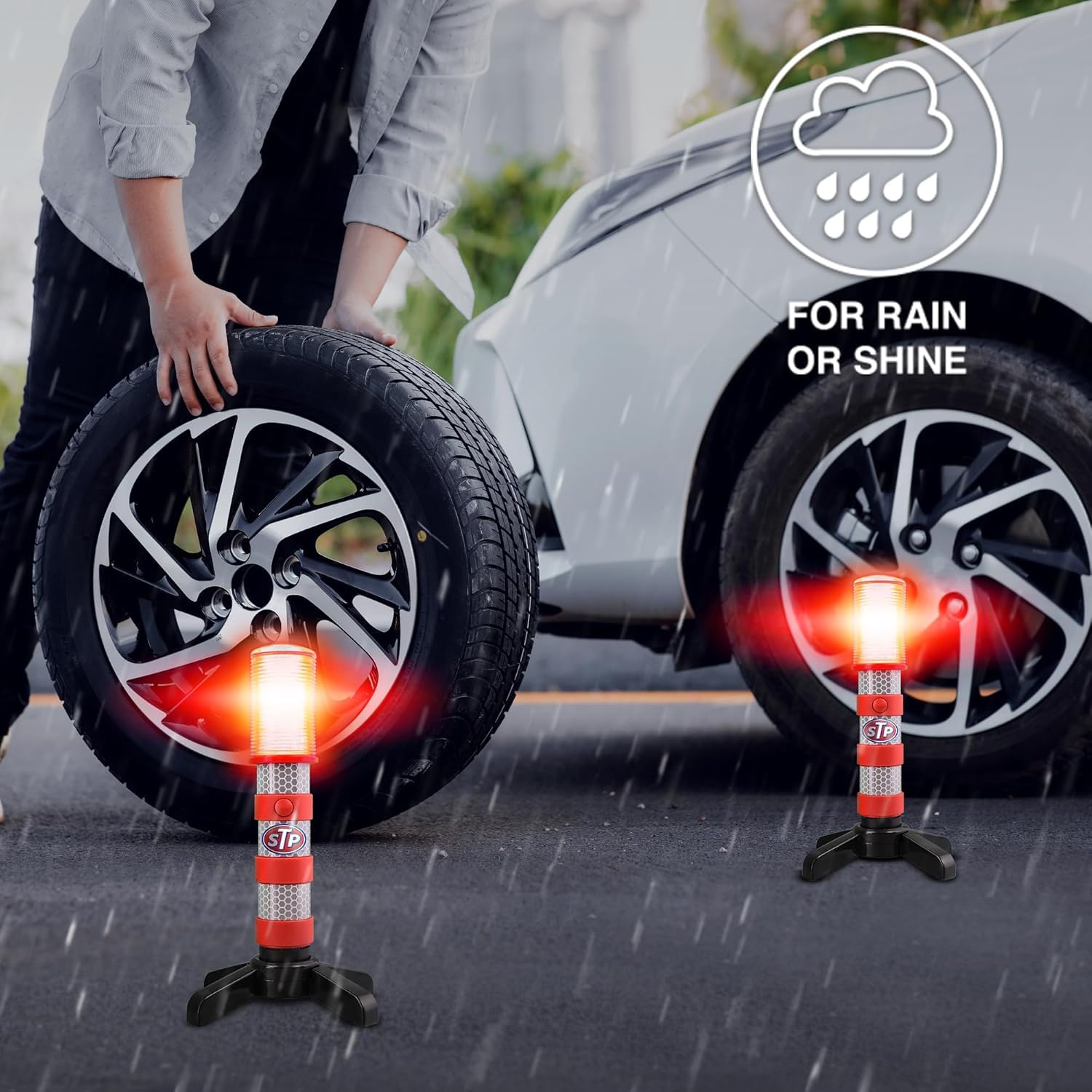 XTREME roadside flares lit at night boosting visibility and alerting drivers