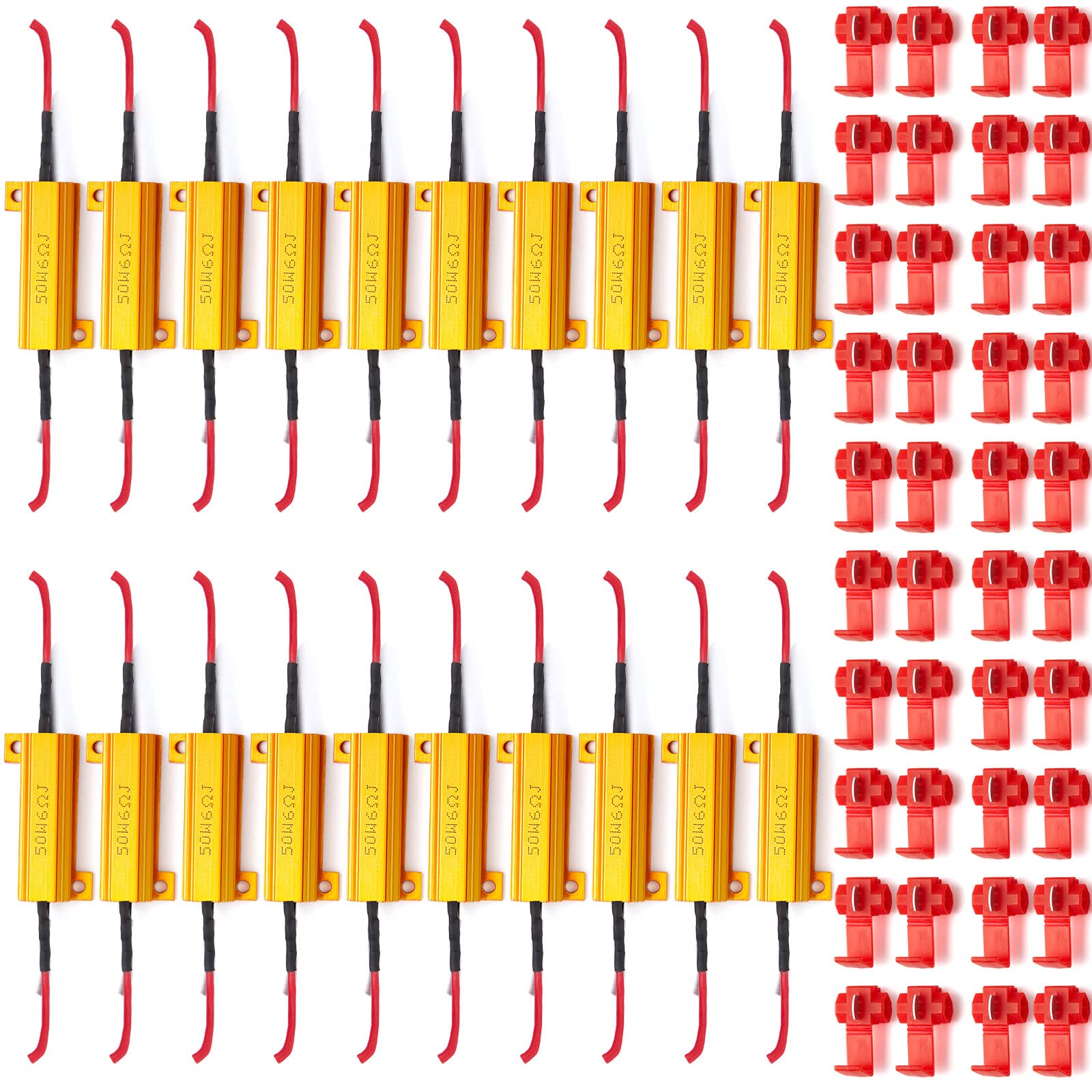 Xuhal front packaging showing 20 resistors and 40 connectors, clear contents benefit