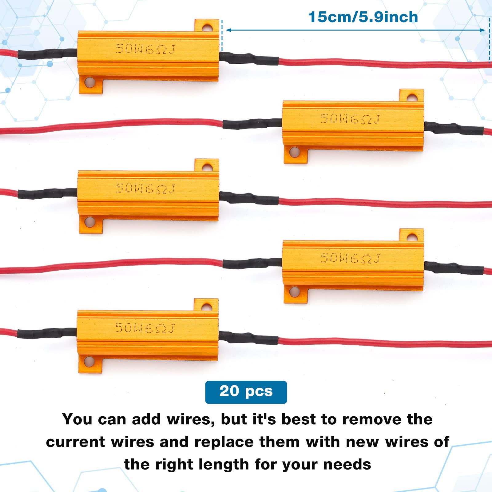 Xuhal resistor next to ruler showing compact size for flexible placement benefit
