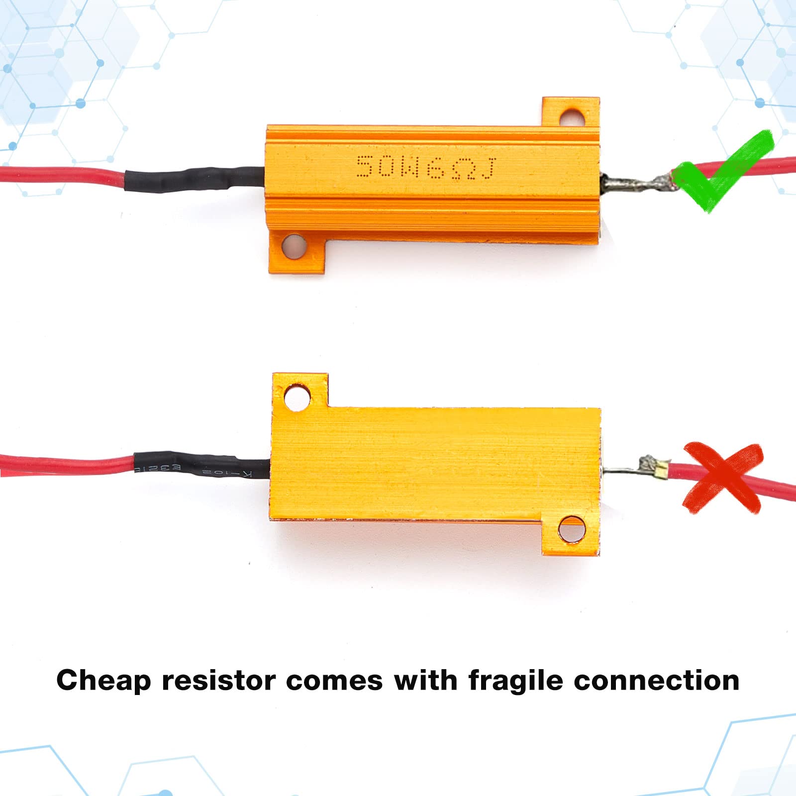 Xuhal resistor mounted to metal illustrating proper heat sinking for safety
