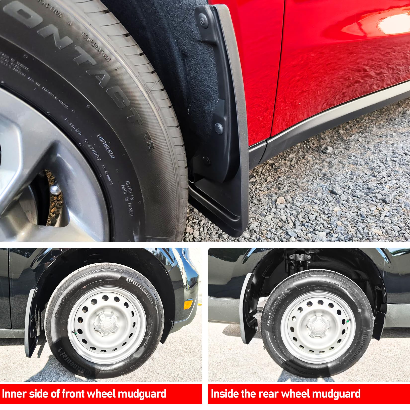 XWQZ mud flaps next to ruler showing dimensions and easy-fit scale information