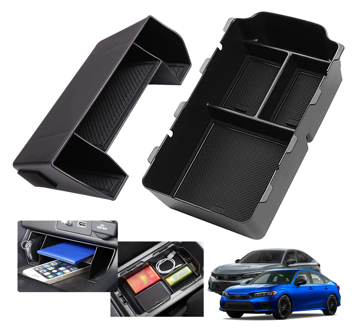 XXCIWP front view of dual console trays showing neat storage benefit