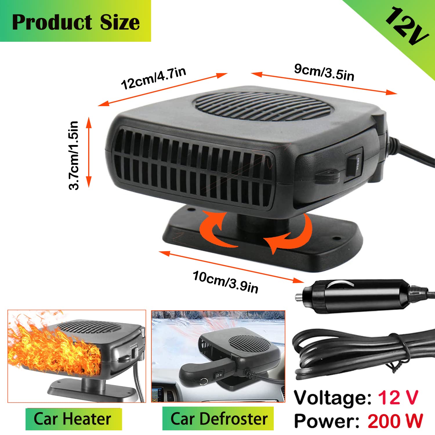 Xximuim cigarette lighter plug and built-in fuse visible for safety