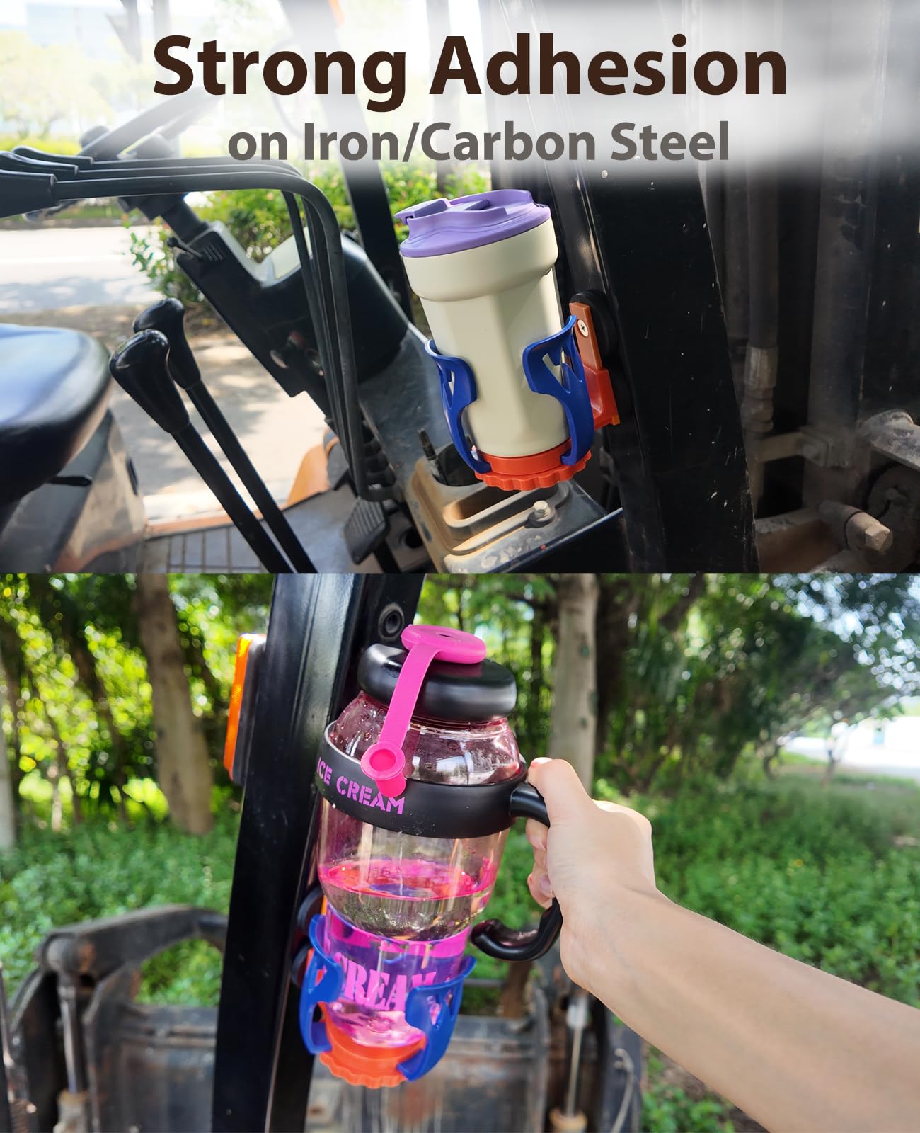 XYNOXRIDE handle slot holding a mug showing compatibility with handled cups
