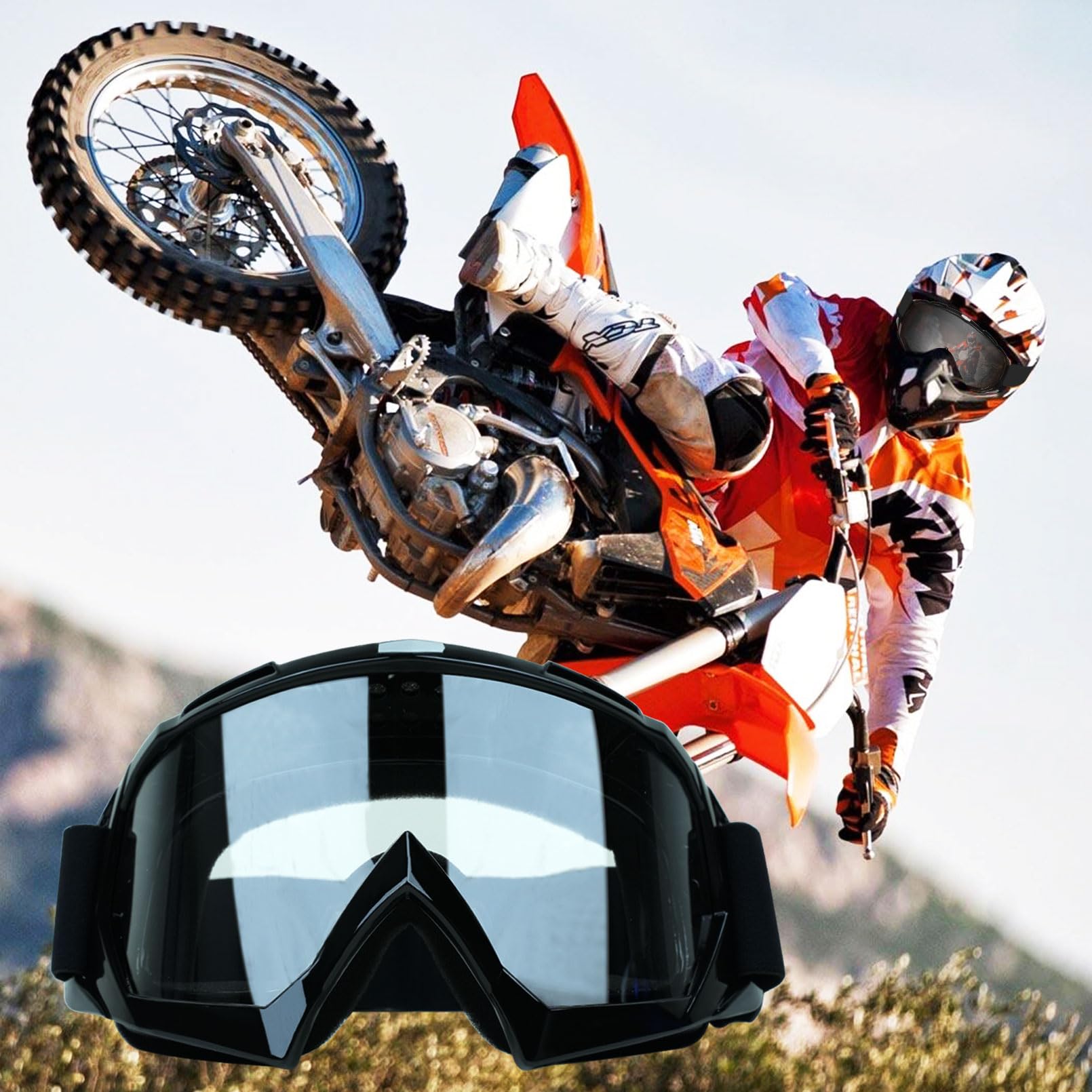 XYOP goggles mounted on helmet demonstrating real-world riding stability