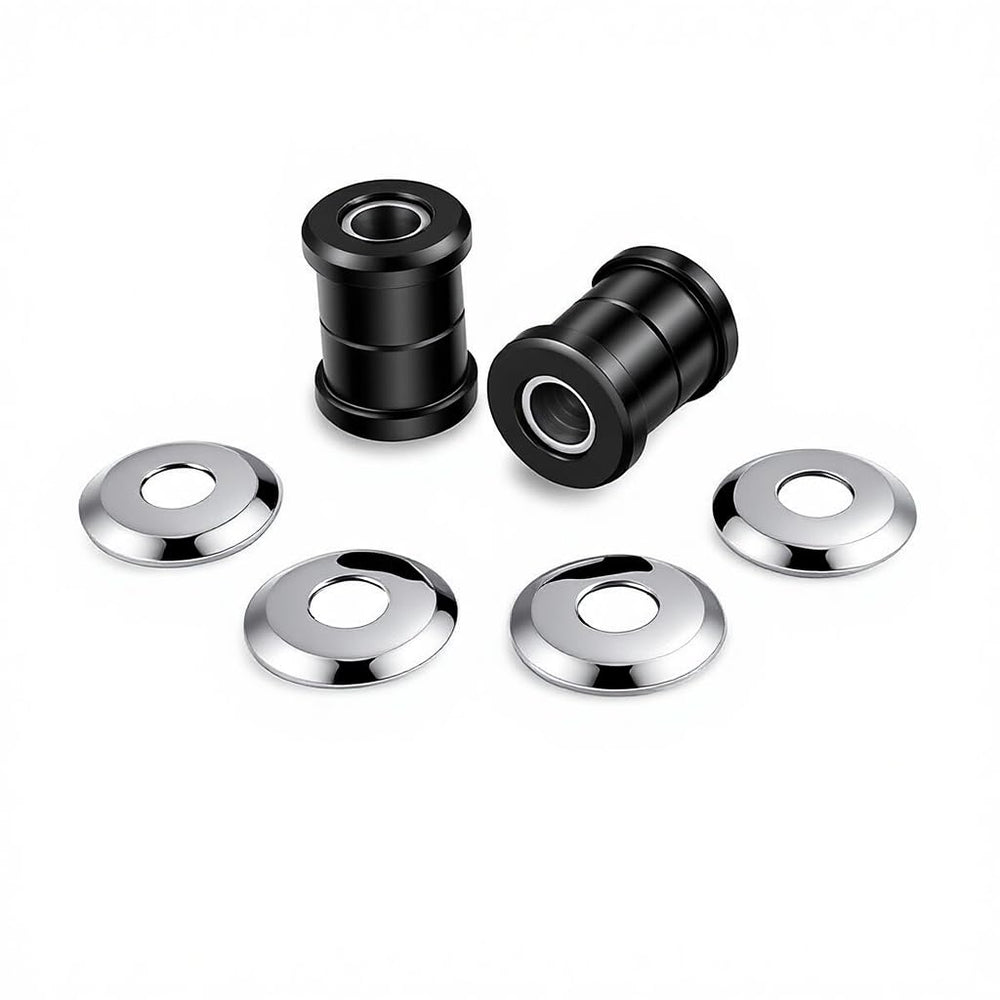 XYZMT riser bushings installed on Harley handlebar, delivers firmer handling