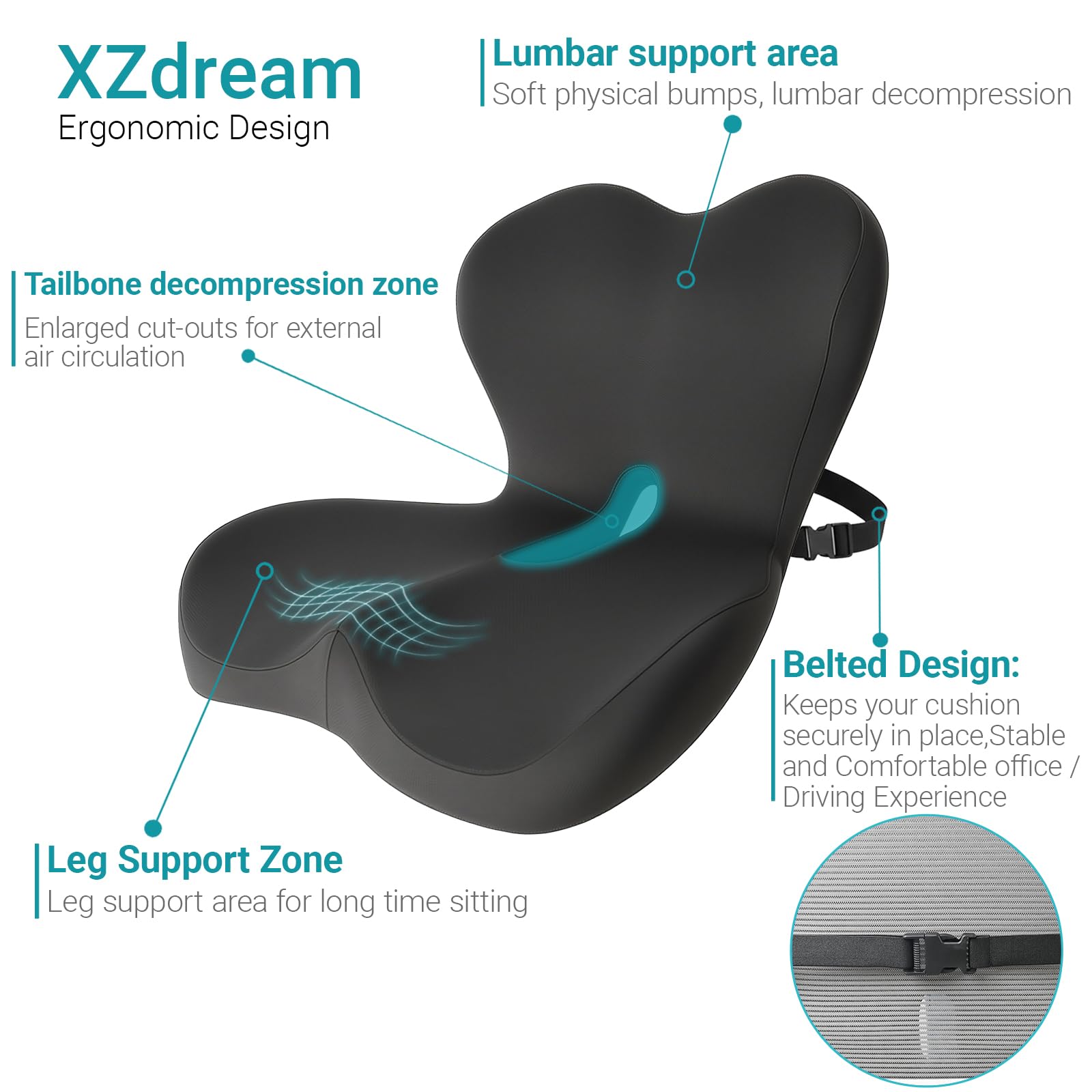 XZdream silicone non-slip base detail providing stable, no-slip seating