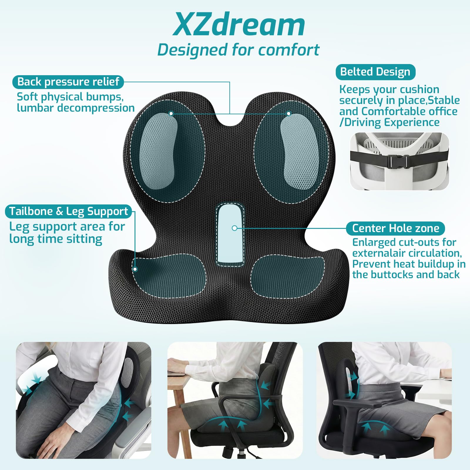 XZdream side profile showing cushion thickness and height adjustment benefit
