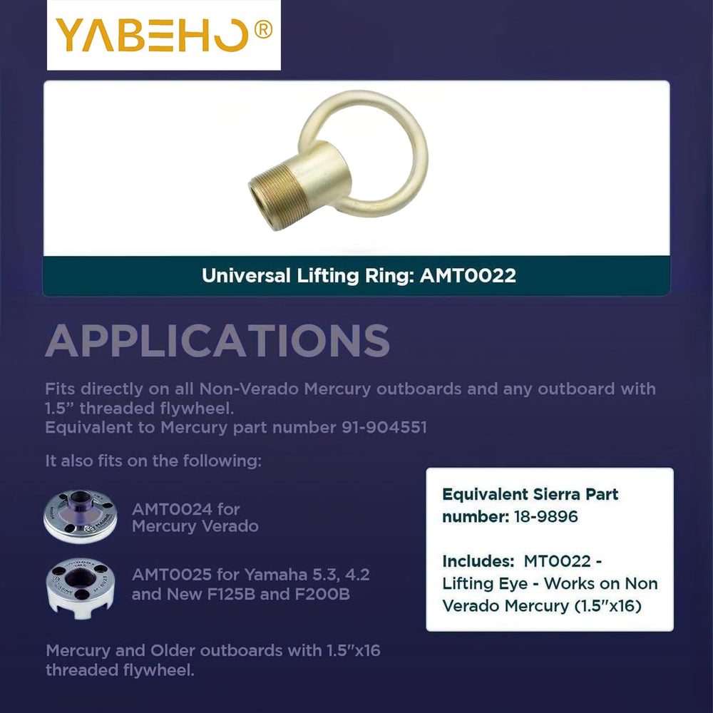 YaBeHo lifting ring installed on outboard flywheel demonstrating correct engagement