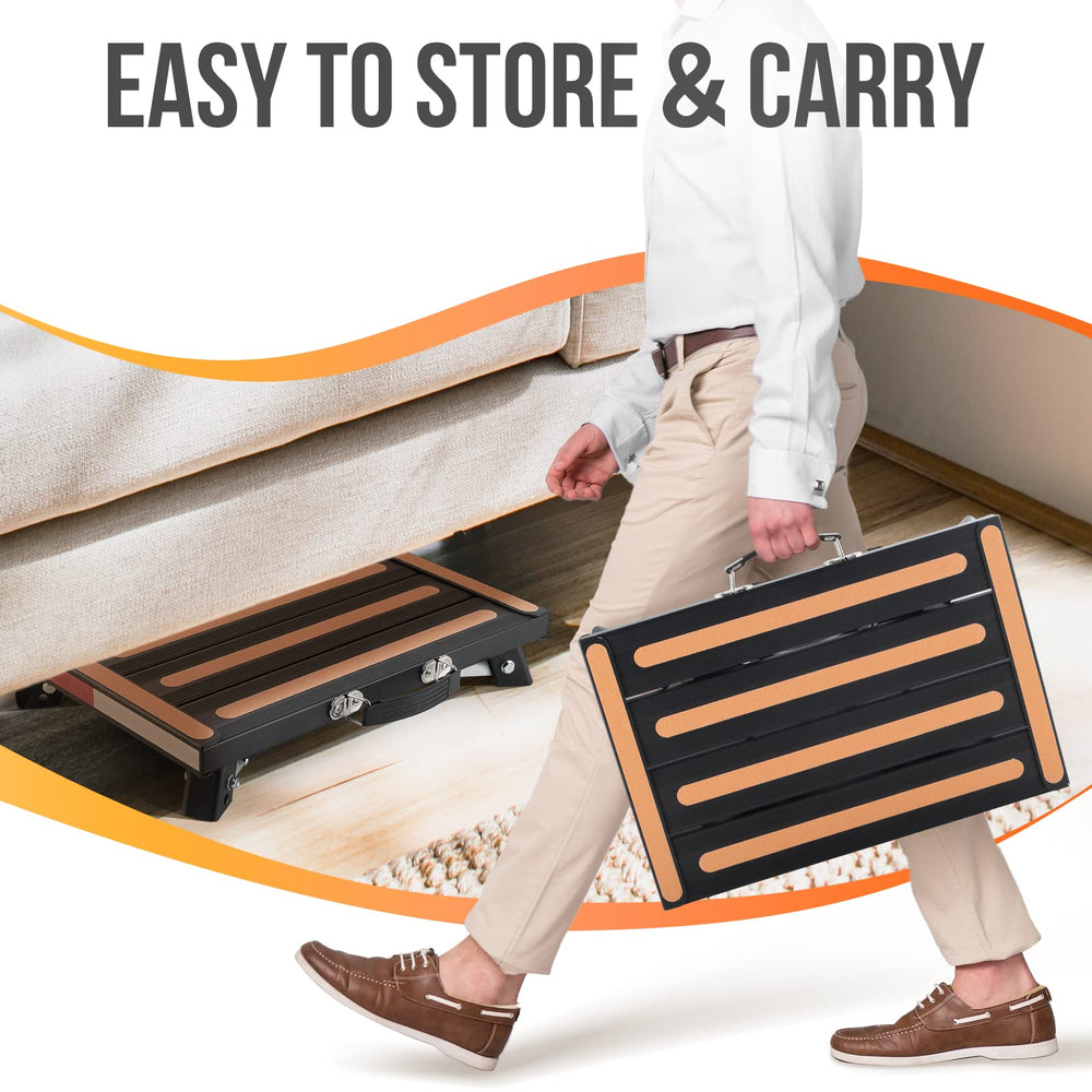 Yagud in use at an RV door demonstrating safer entry and step support
