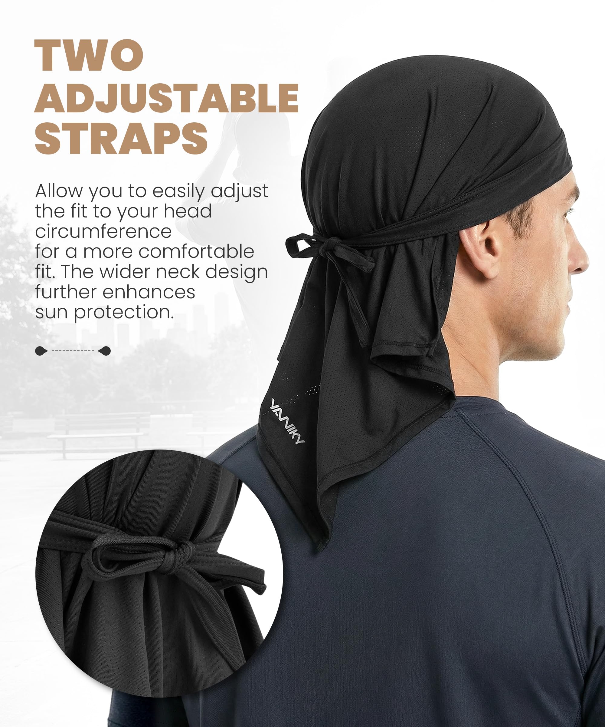 YANIKY worn under bike helmet illustrating low-profile fit and sweat protection
