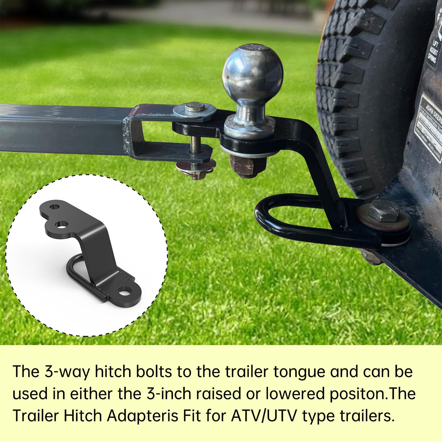 Yantuo hitch mounted on UTV demonstrating bolt-on installation and clearance