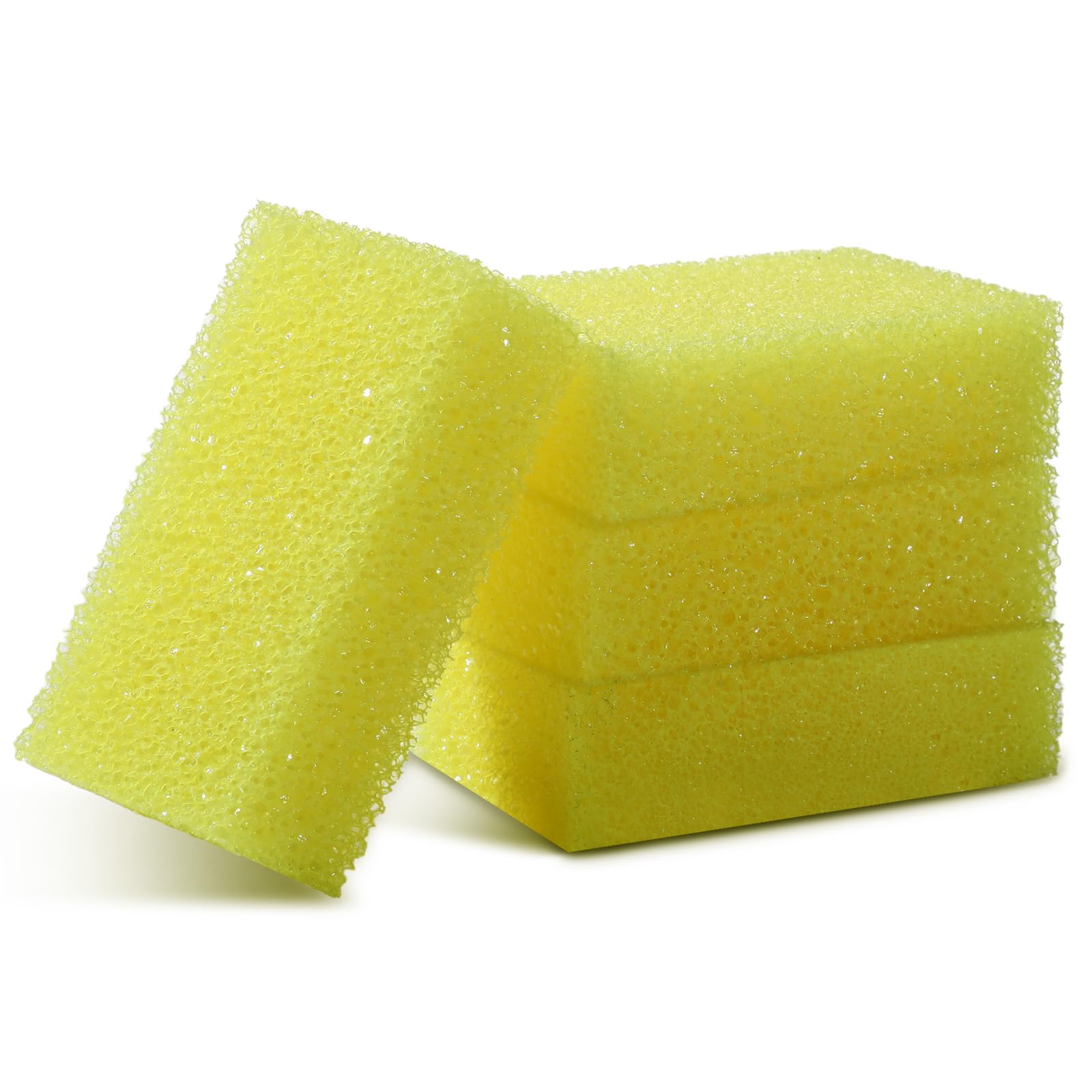 Yaomiao front view of four yellow sponges showing compact pack and convenience