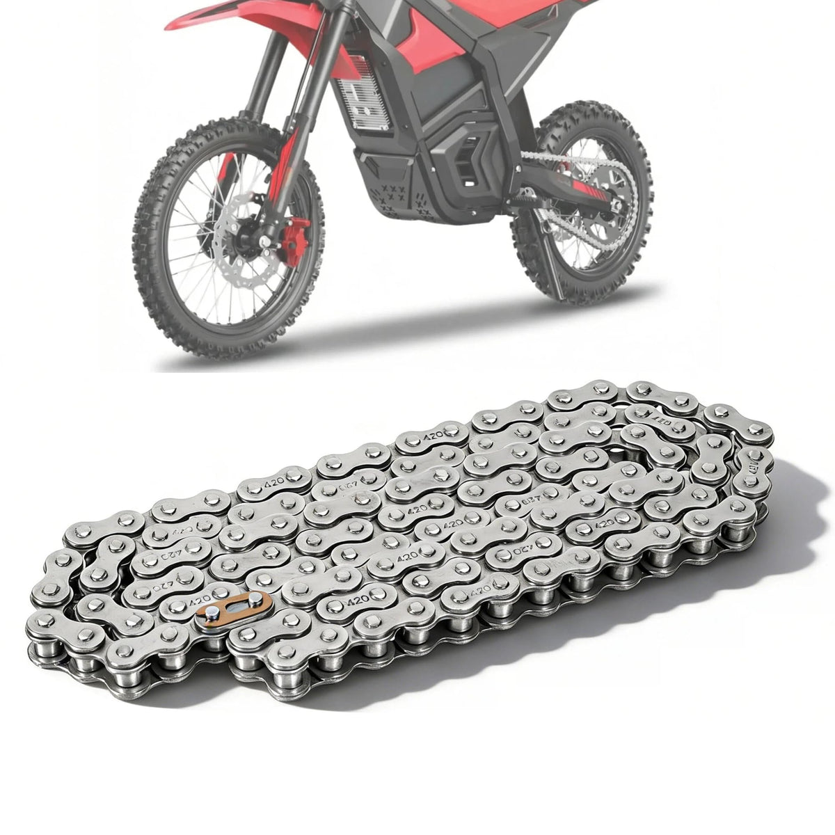 YAORISE front view of 420 chain package showing compatibility and fit benefit