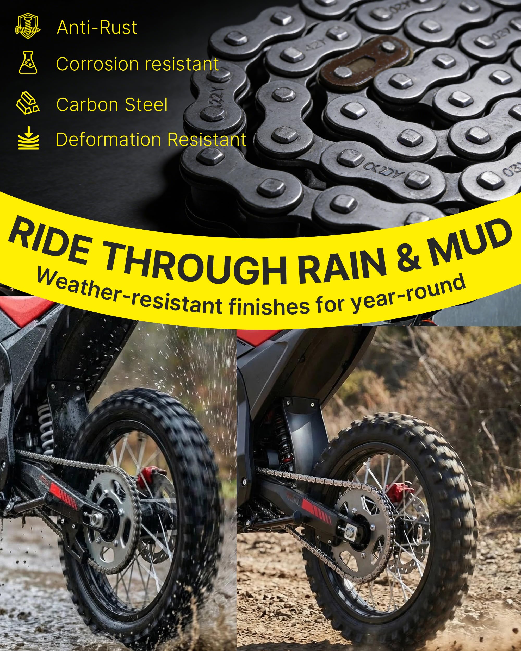YAORISE coated chain detail showing rust-resistant finish for longer life
