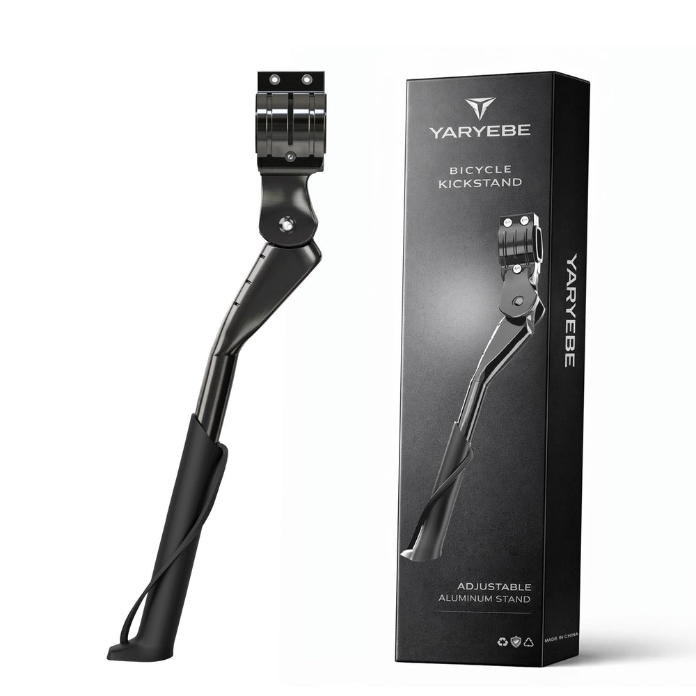 YarYebe kickstand front view showing slim aluminum leg and stable stance