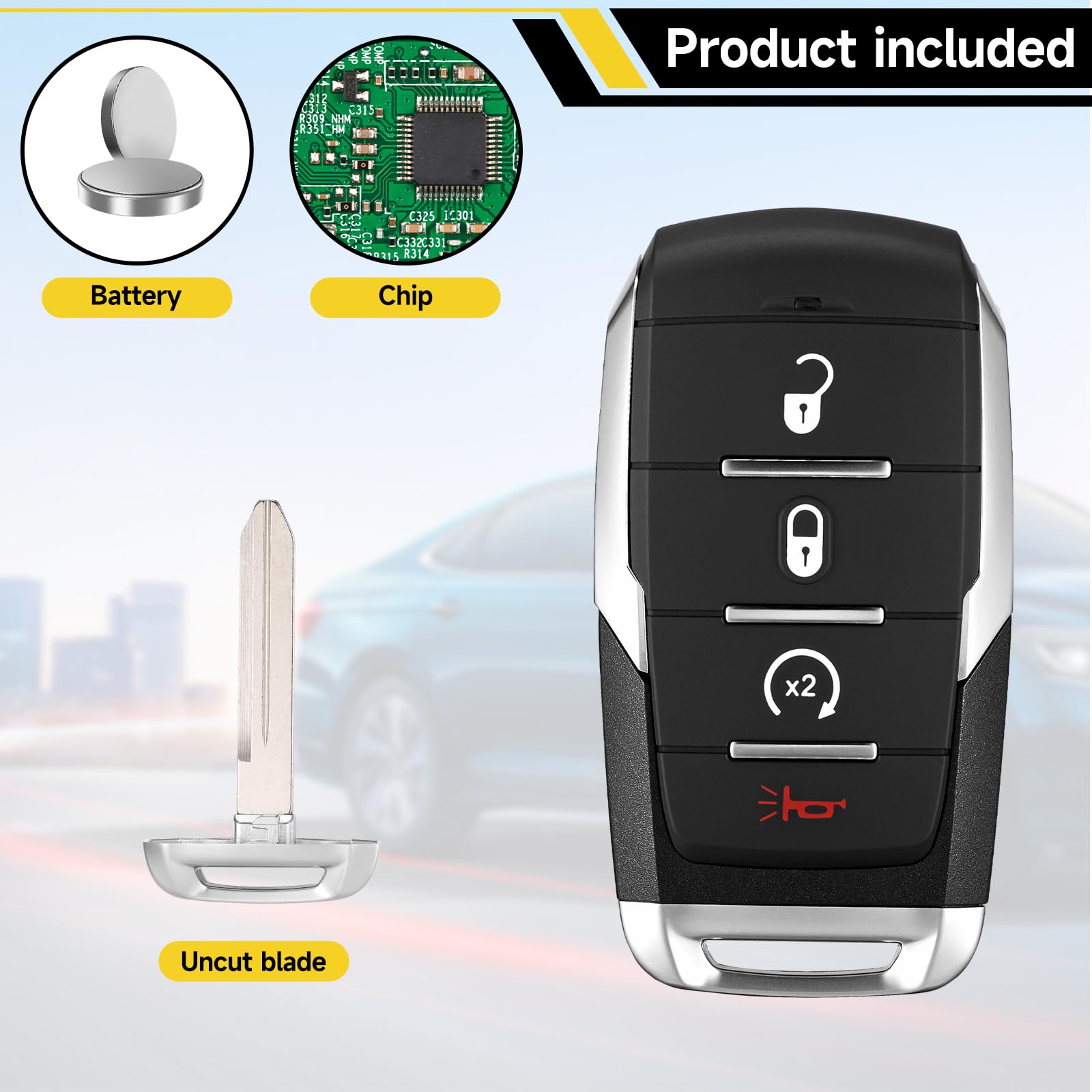 YDTHTLAH key fob held in hand to show size and ergonomic design for convenience