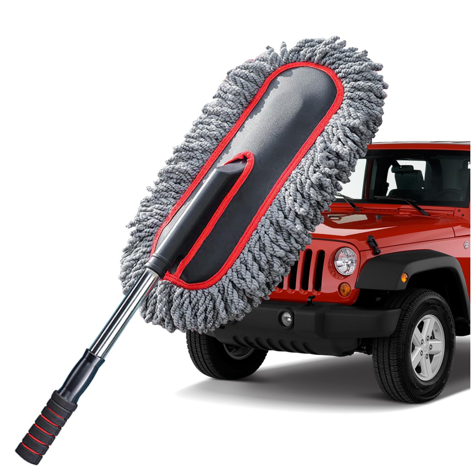 YeewayVeh front view showing gray and red duster, quick dust removal