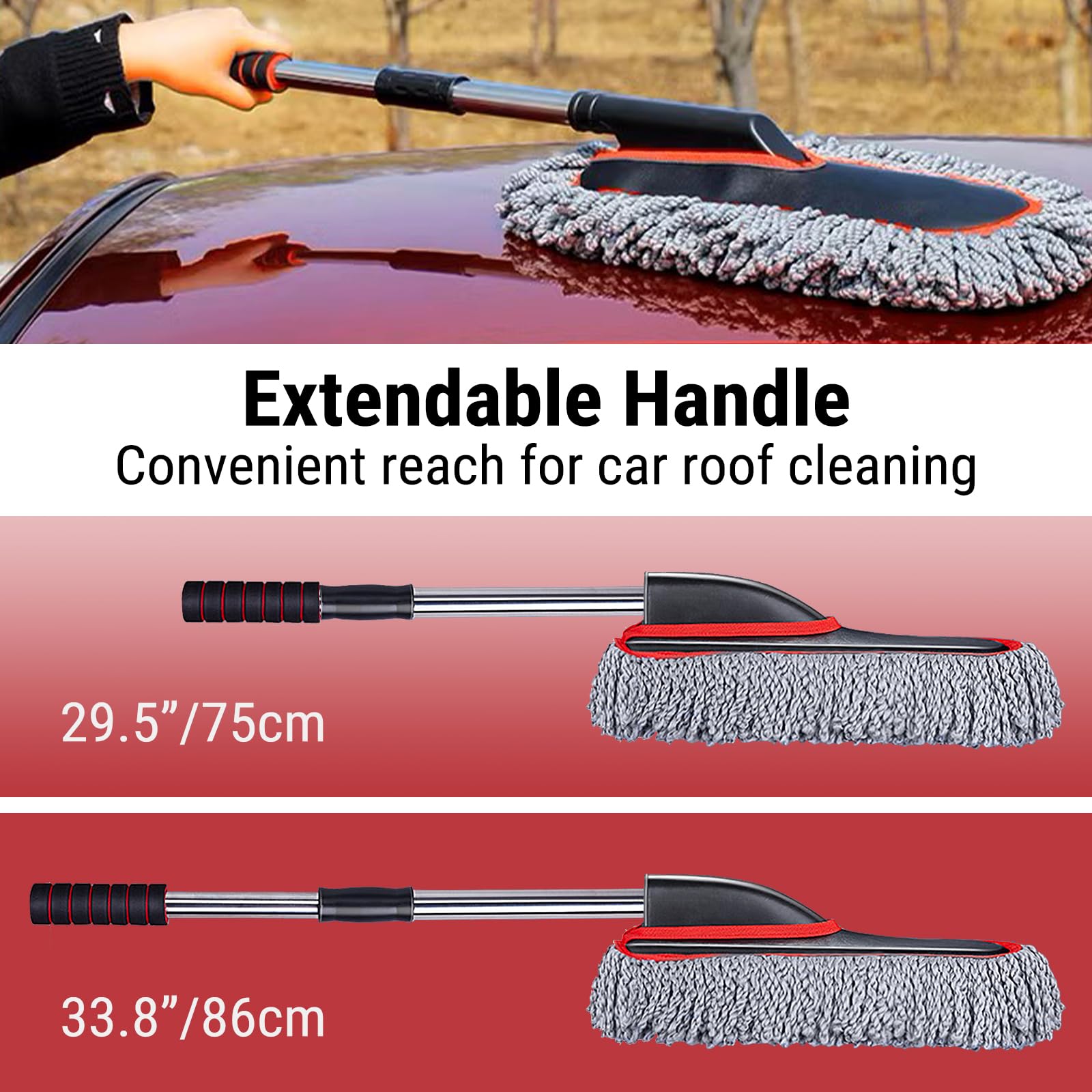 YeewayVeh duster next to hand for scale, compact storage advantage