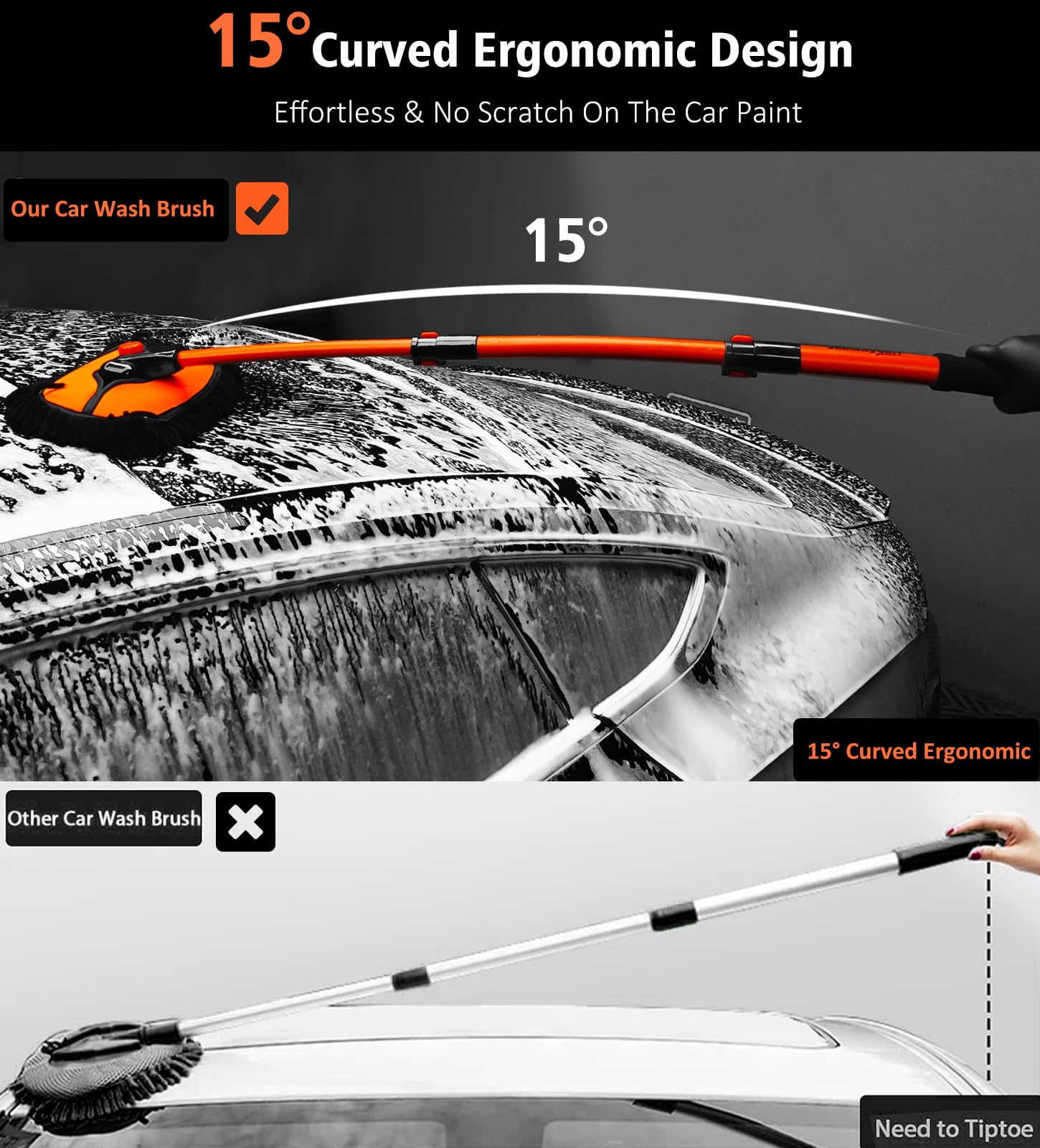 YeewayVeh extended handle cleaning SUV roof, provides safe reach without a ladder