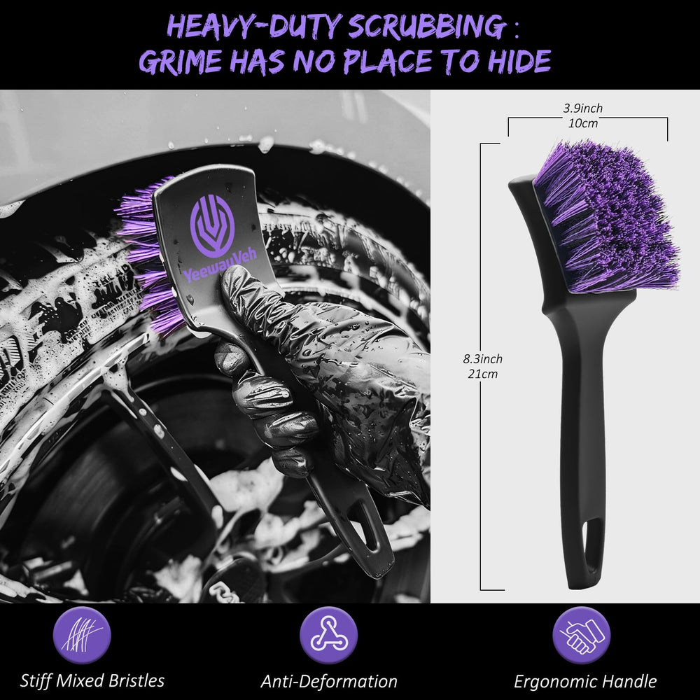 YeewayVeh small firm tire brush showing long handle to reach deep grooves effectively