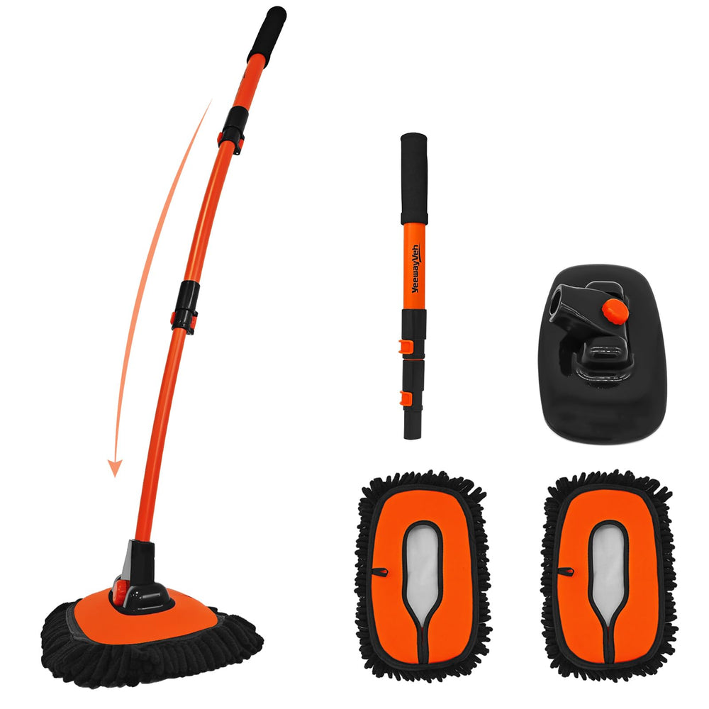 YeewayVeh front view showing orange brush and pole, clear benefit of full-coverage washing
