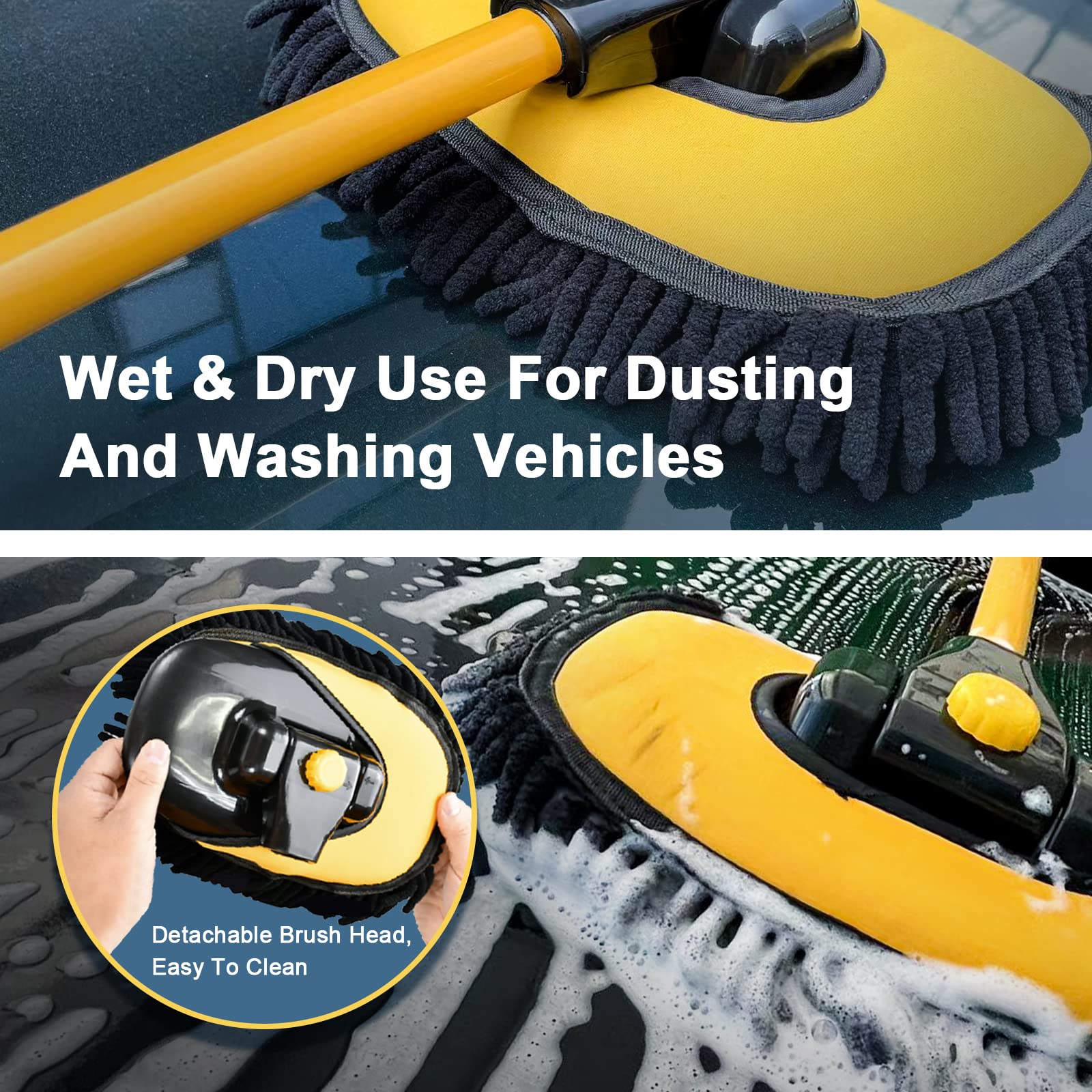 YeewayVeh brush cleaning an RV roof illustrating faster, back-saving vehicle washing