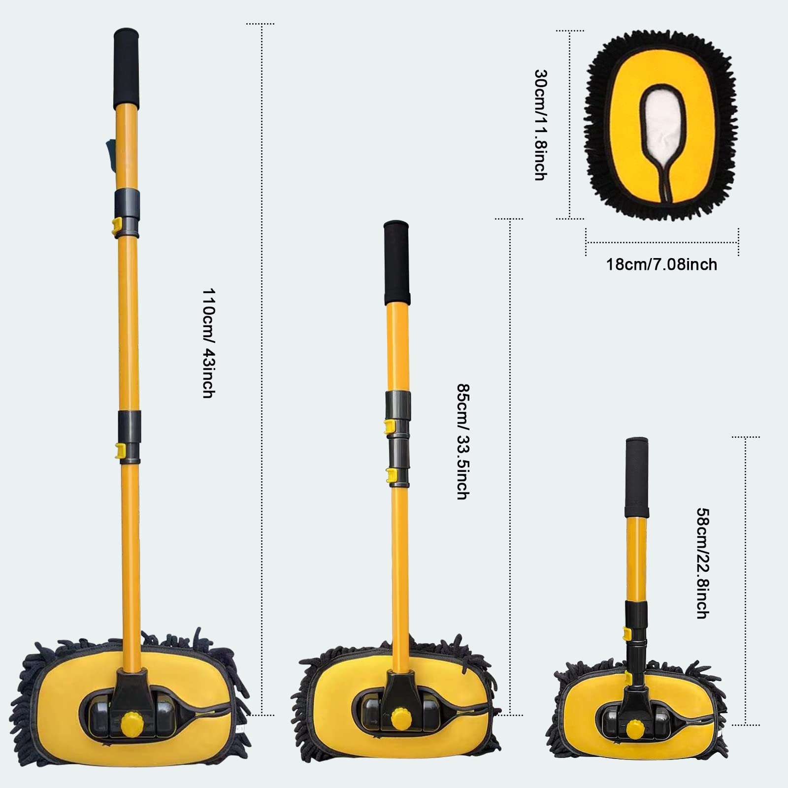 YeewayVeh 11-inch mop width beside ruler showing coverage for quicker area cleaning