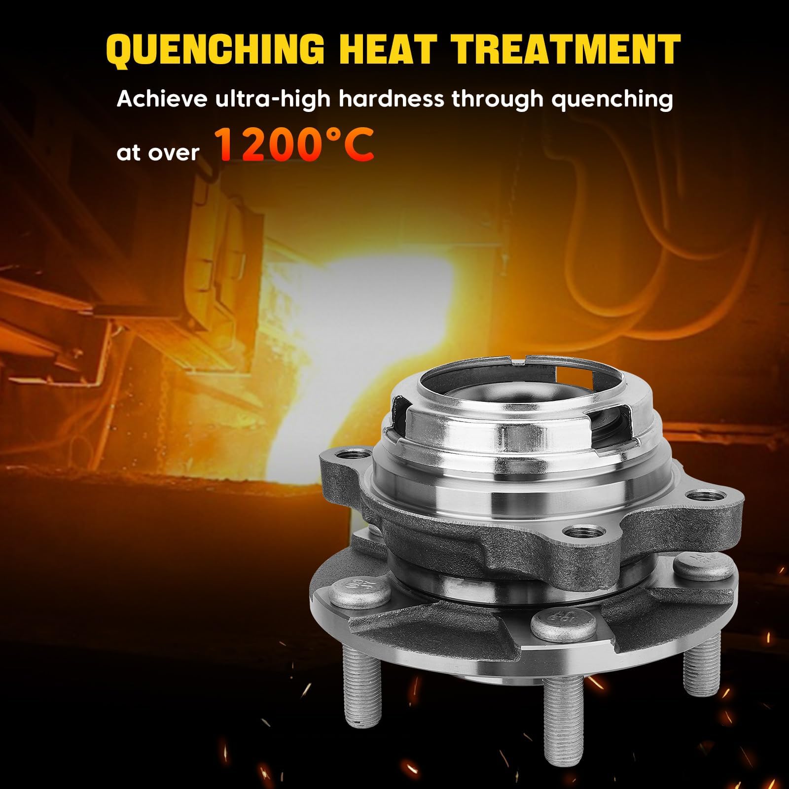 YEHERIT hub side profile showing five lug holes and four-bolt flange for correct alignment
