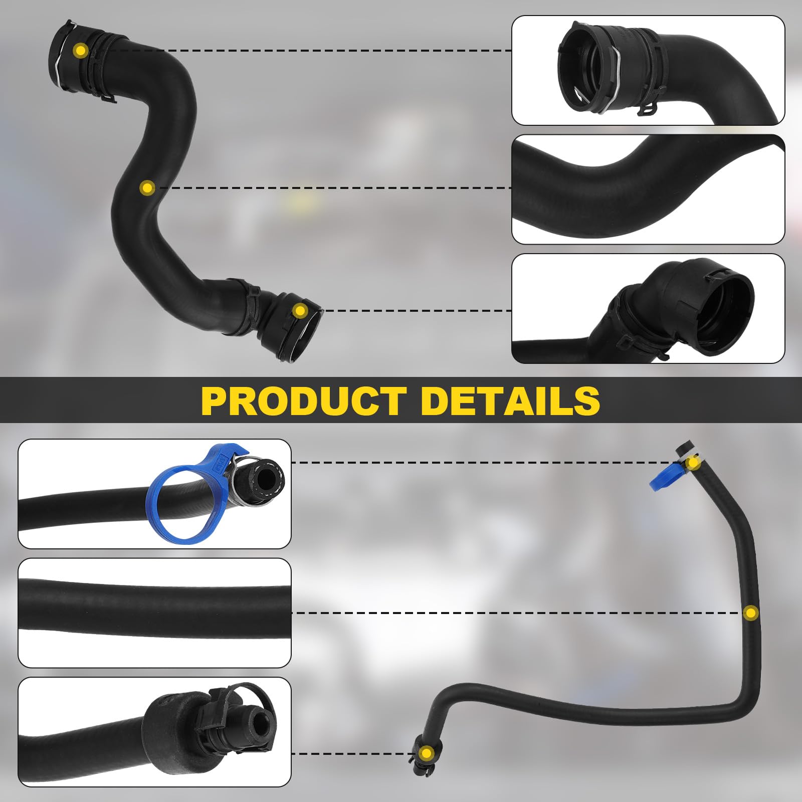 YEHERIT hoses beside ruler for length and scale comparison to ensure compatibility