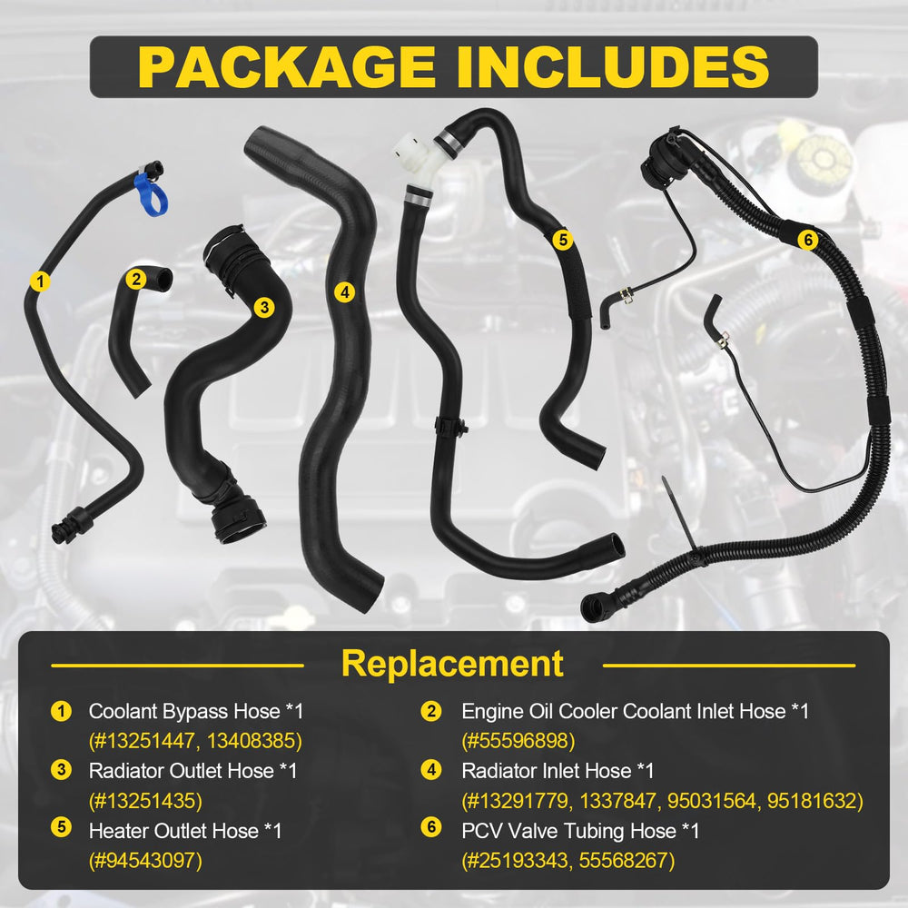 YEHERIT detail of PCV and oil cooler hoses showing flexible material and service readiness